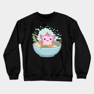 cute Axolotl Eating Ramen Noodles adorable Crewneck Sweatshirt